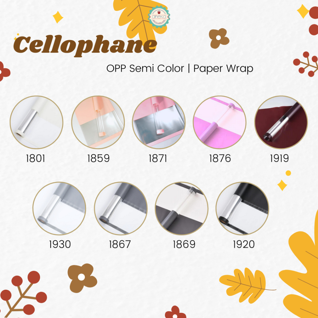 AnekaBenang - [ Lembaran ] Kertas Cellophane Buket Bunga [ OPP Semi Color ] Flower Wrapping Paper Celophane