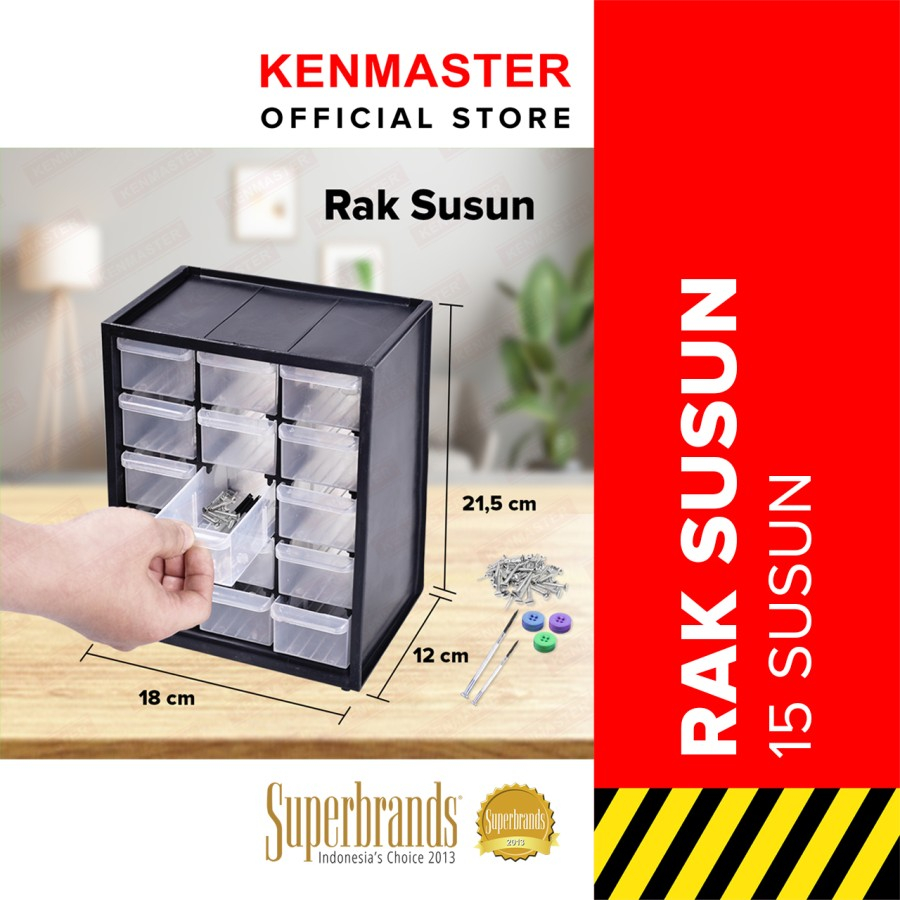 Kenmaster Rak komponen 15 Slot / Rak spearpart 15 susun