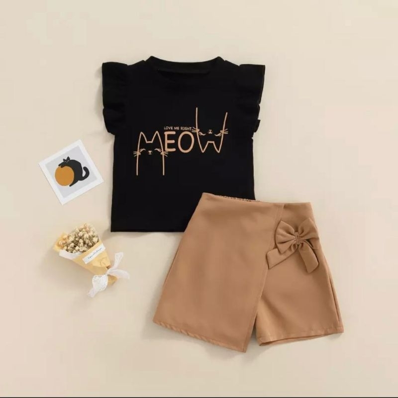 COD/ BAJU ANKA PEREMPUAN TERLUCU/ BAJU ANAK CEWEK KEKINIAN MOTIF MEOW 1-5 TAHUN