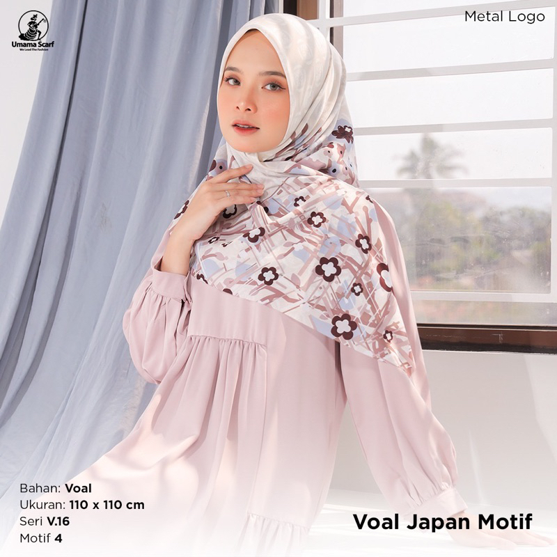 HIJAB SEGIEMPAT JAPAN VOAL MOTIF ICON METAL LOGO V.16