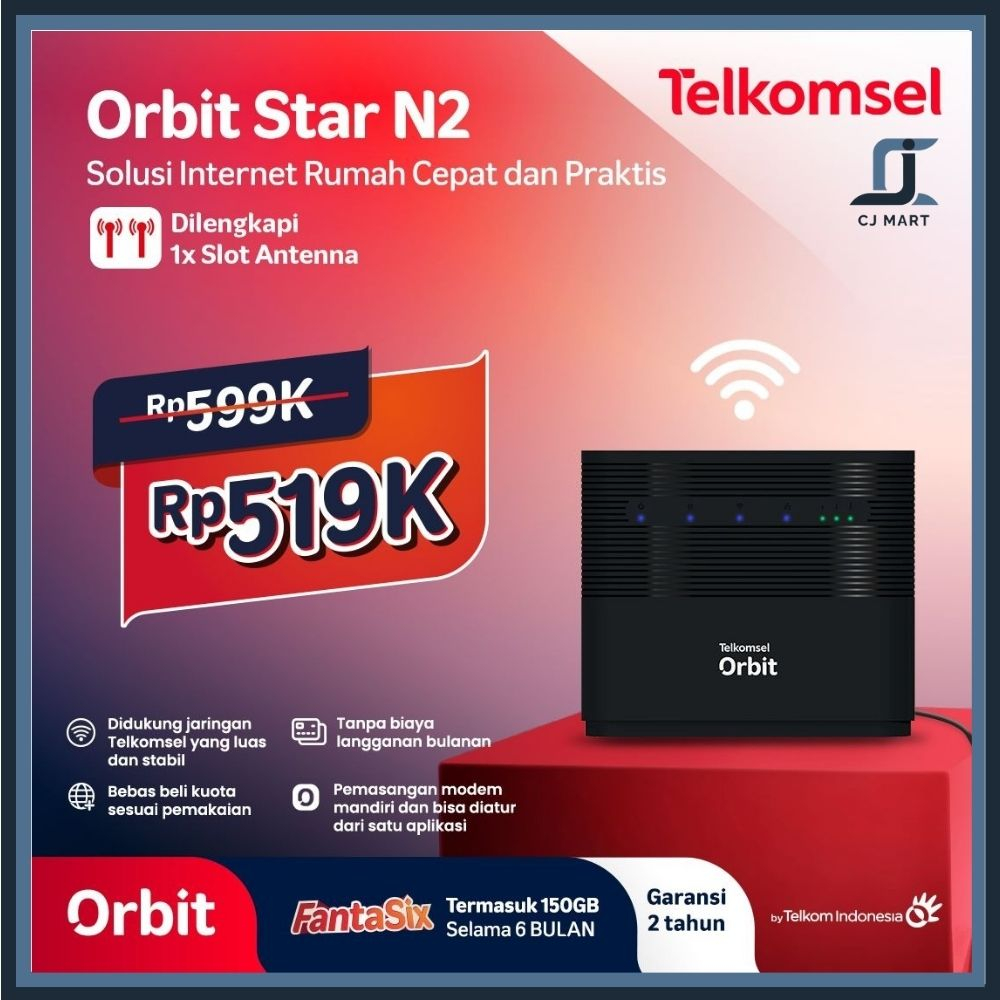 Telkomsel Orbit Star N2 Modem Wifi 4G High Speed Bonus Data