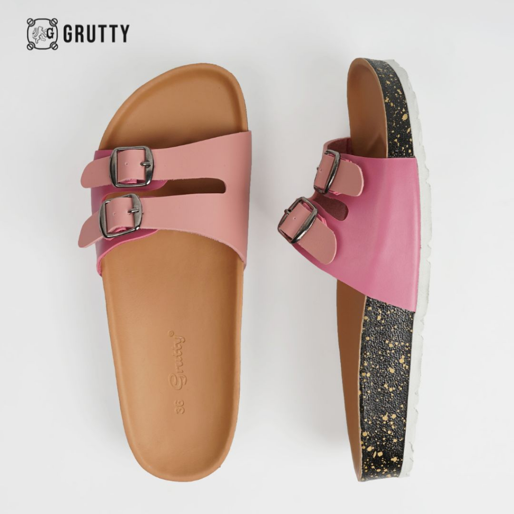 GRUTTY Trella Sandal Wanita Flat Two Tone Series Sendal Kekinian Super Comfy Pink