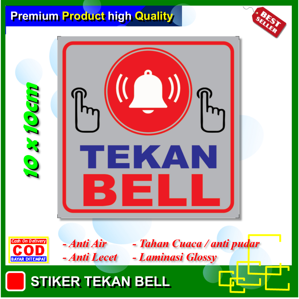 

Stiker tekan bel kotak sticker lonceng rumah office