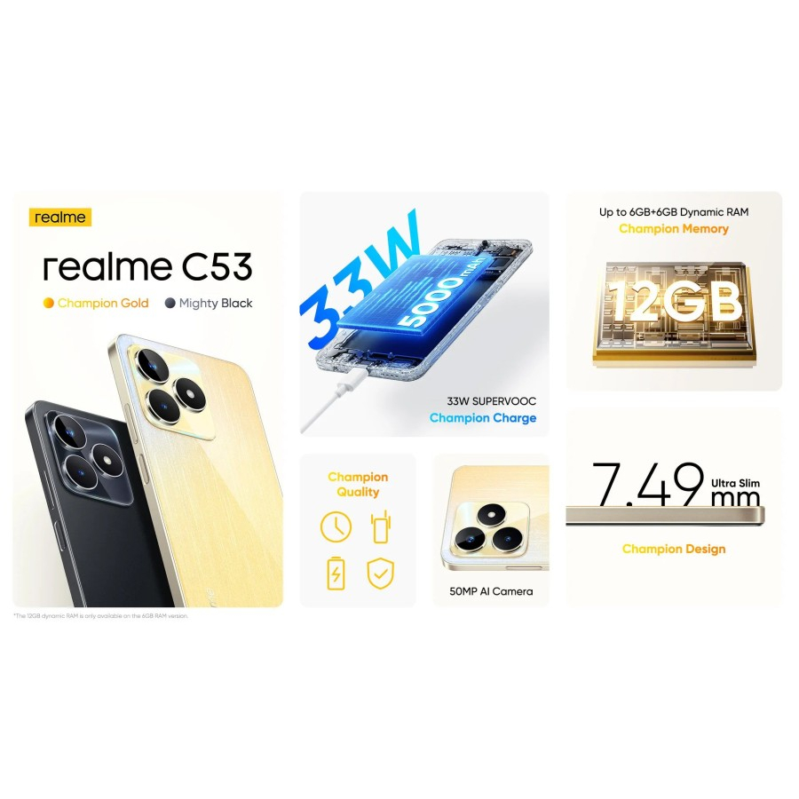 Realme C53 6/128GB NFC [+6GB Extended Ram] New Garansi Resmi