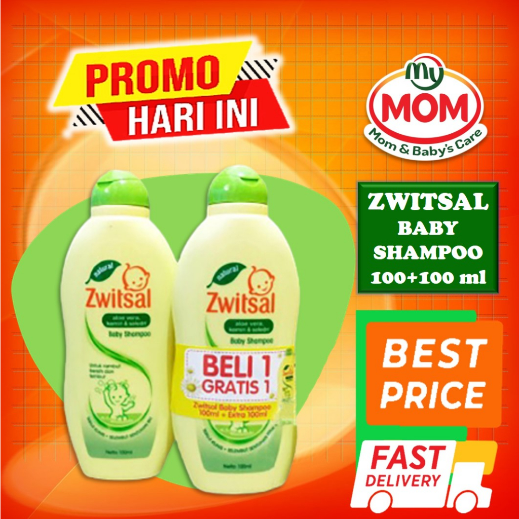 [BPOM] Zwitsal Baby Shampoo 100ml + 100ml Banded / Shampo Bayi / Sampo Bayi / Natural Aloe Vera AVKS / MY MOM