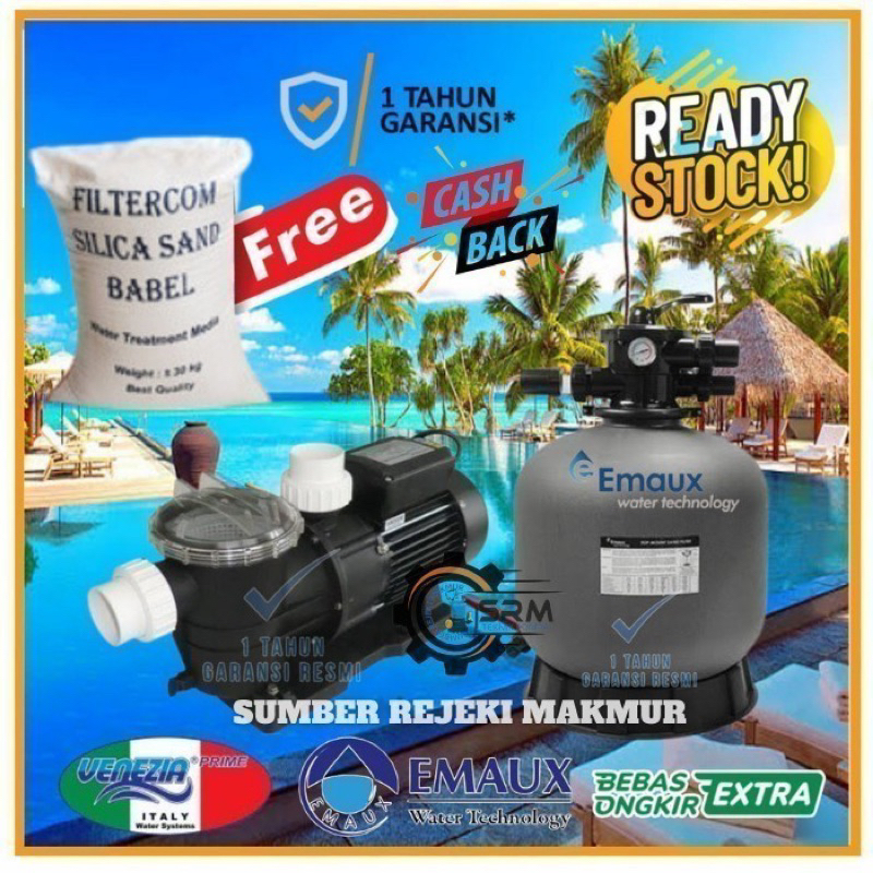 Mesin Pompa Air Kolam Renang 1HP + Sand Filter 16in Paket Kolam Renang - 1hp