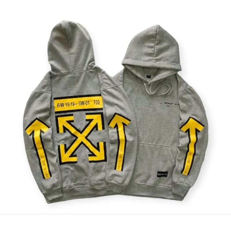 SWEATER HOODIE OFFWHITE YELLOW PREMIUM COTTON TEBAL