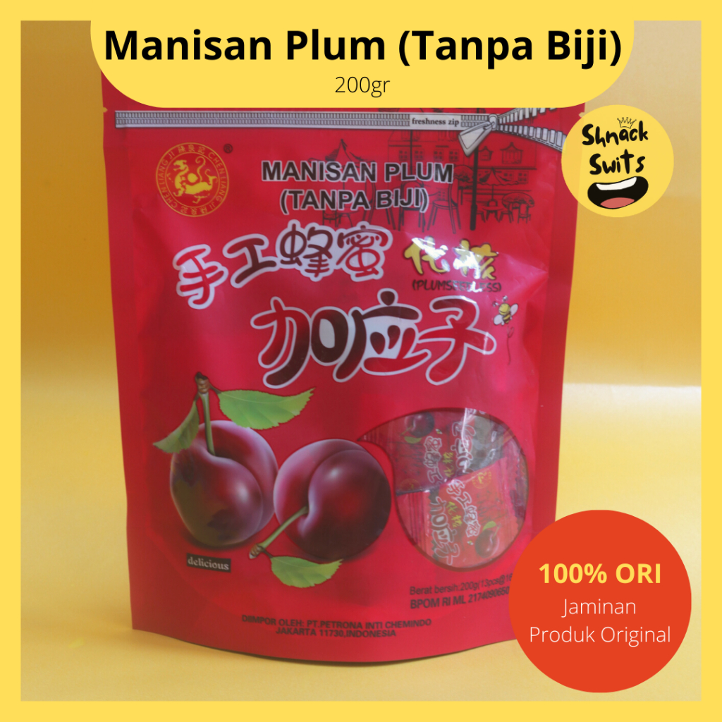 

MANISAN PLUM (TANPA BIJI) / JIA ENG CI (SEEDLESS) Chen Liang Ji 200gr