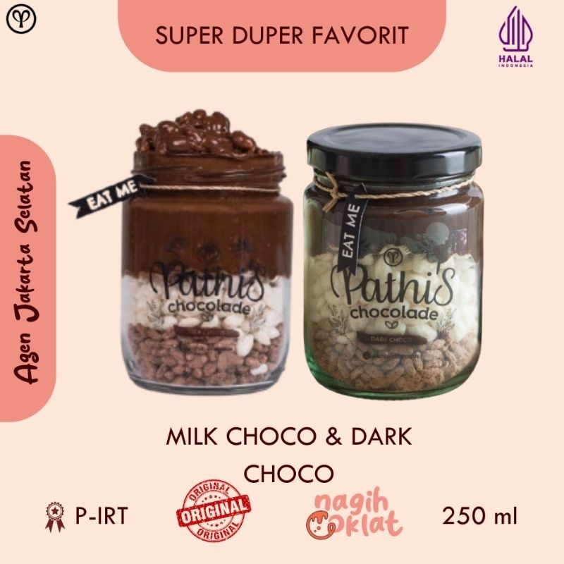 

Pathis chocolade varian best seller Milk and Dark choco (Cemilan cokelat lumer - Choco crunchy in jar) - @nagihcoklat