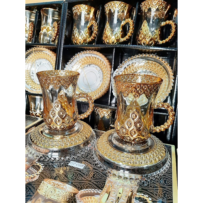 CANGKIR SET TATAK TURKI GOLD MEWAH + EXTRA BUBBLE WRAP