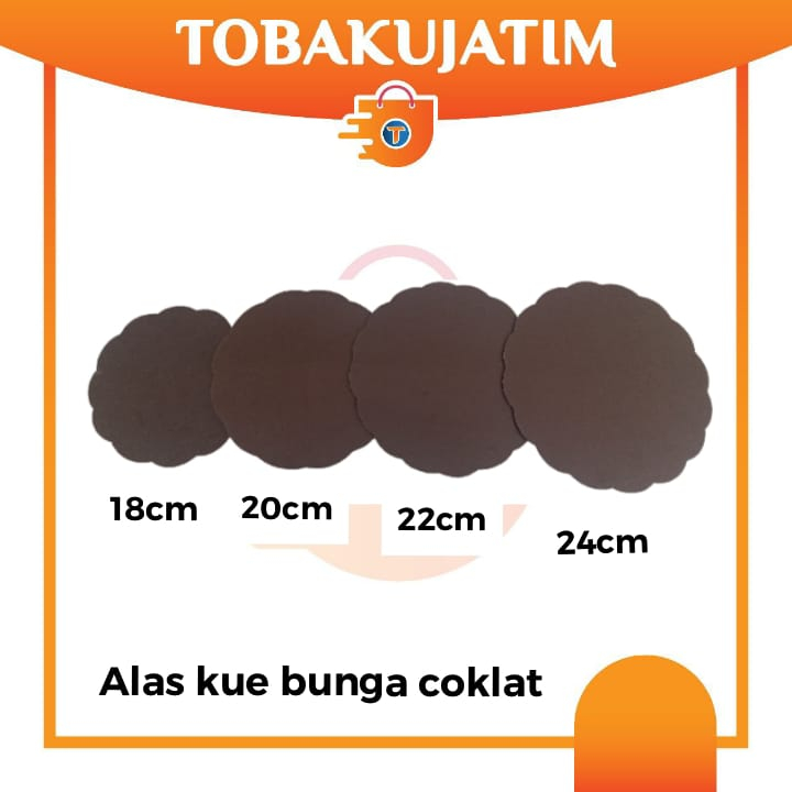 alas kue BUNGA COKLAT PLASTIK tatakan cake board 20cm - 10pcs