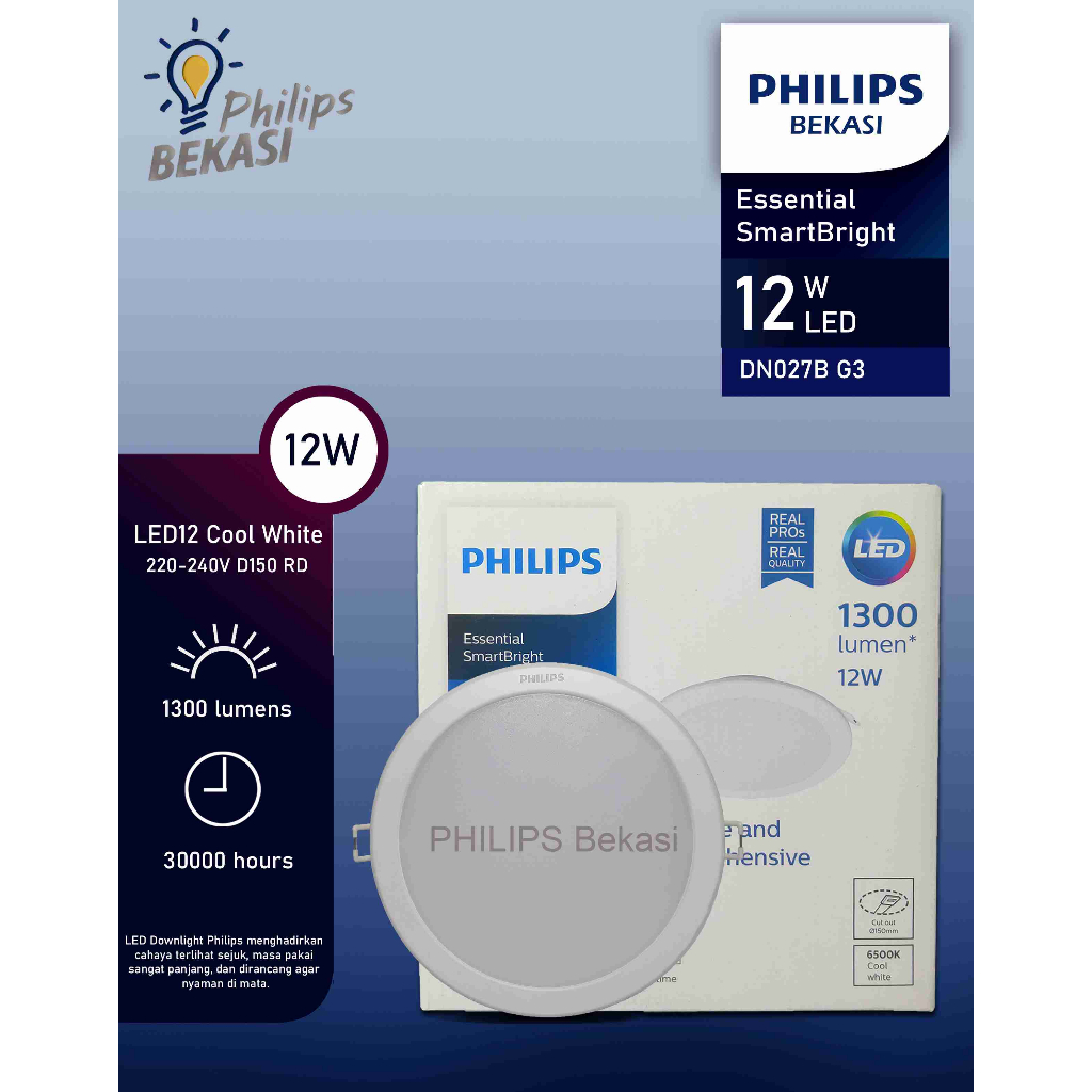 Philips Lampu Downlight DN027B LED12 12 Watt 6 inch