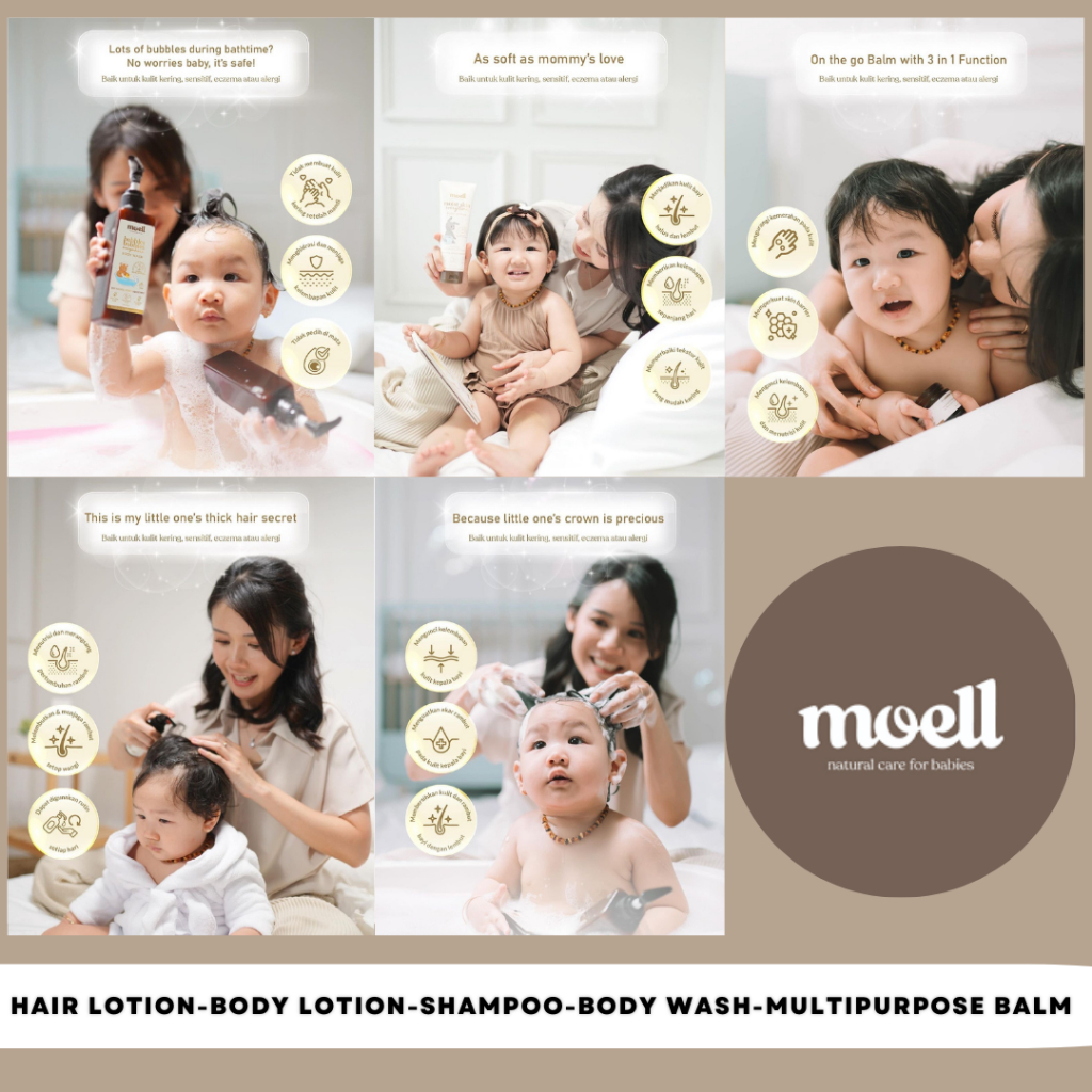 MOELL NOURISH HAIR LOTION SHAMPOO BODY WASH BODY LOTION MULTIPURPOSE BALM TANGERANG