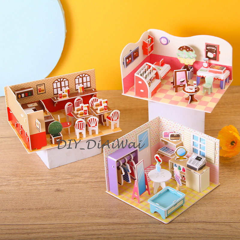 Puzzle 3D DIY bahan foam &amp; paper COFFEE HOUSE mainan puzzle edukasi anak (kado,pajangan,dekorasi)