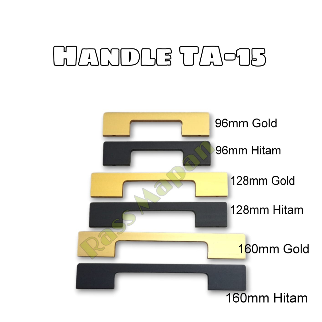 Handle Aluminium Pegangan Tarikan Laci Lemari Mebel Kitchen Set Huben TA 15