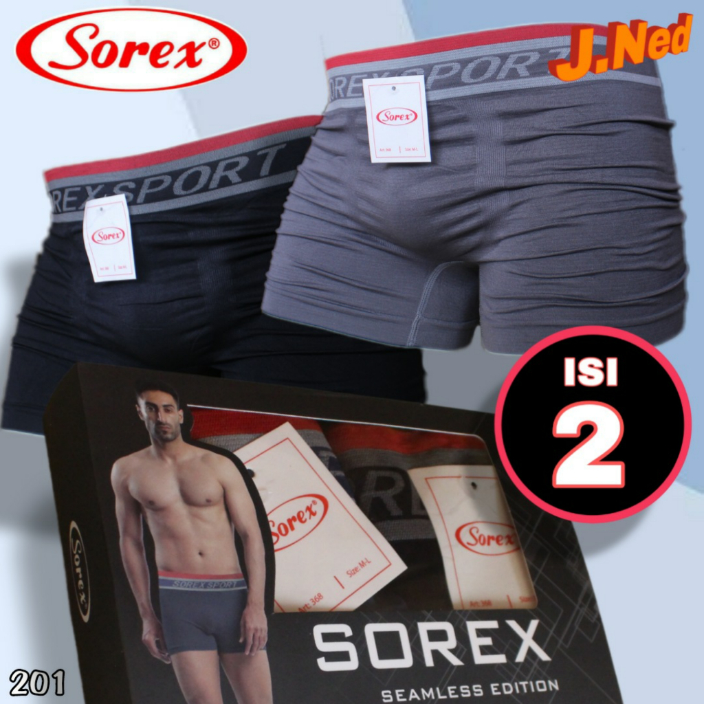 J201D ( HARGA 2 PCS ) CELANA DALAM PRIA BOXER SOREX SIZE M - XXL