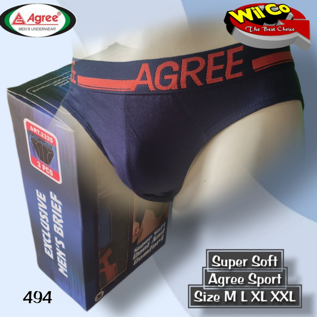 K494 - [Harga Per 1 Potong] CELANA DALAM PRIA BRIEF [SEGITIGS] AGREE SIZE M - XXL