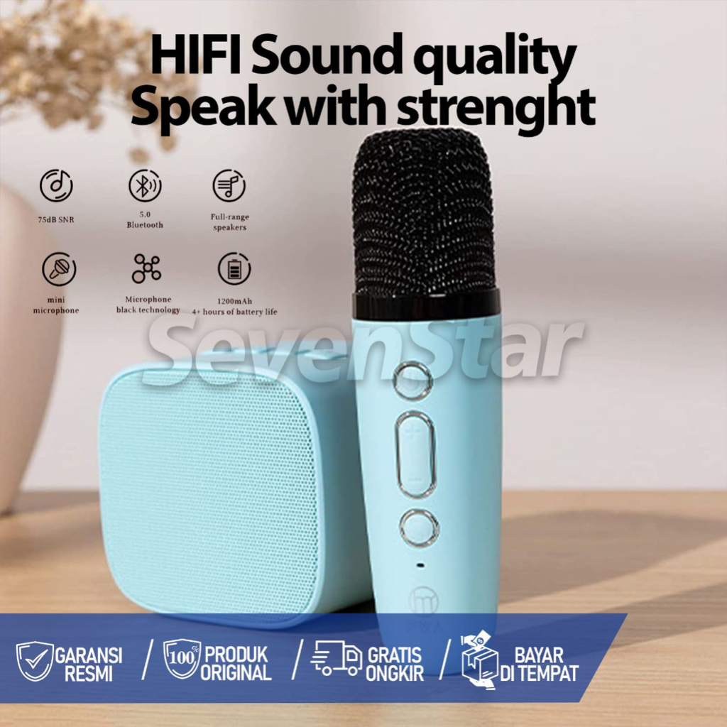 [SevenStar] Speaker Karaoke Bluetooth Full Bass Portable Wireless (Dapat terhubung ke HP/TV)