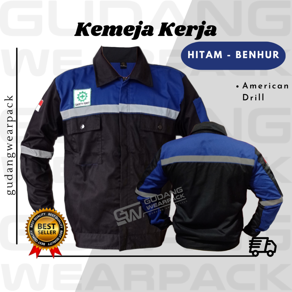 Gudang Wearpack - Baju Kerja Seragam Proyek Warna Hitam Benhur