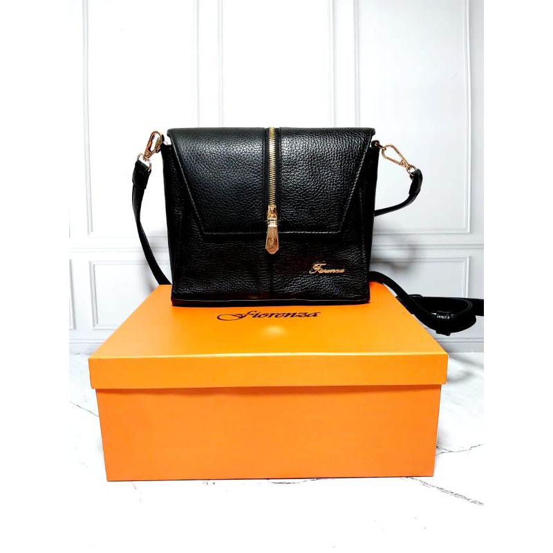 Fiorenza tas wanita kulit asli Aileen Black Slingbag genuine leather