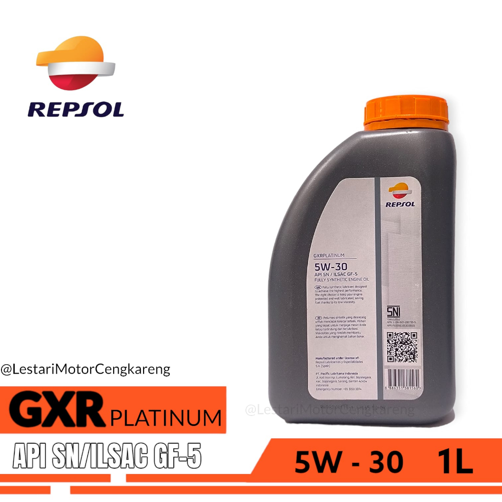 OLI MESIN FULLY SYNTHETIC REPSOL 5W-30 SN GXR PLATINUM 1L ASLI REPSOL