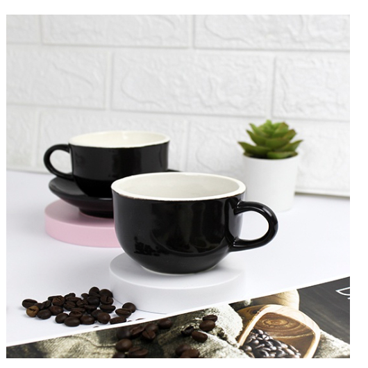 [ White Line ] Cup Saucer Capucino Keramik Warna/Perangkat Minum Set