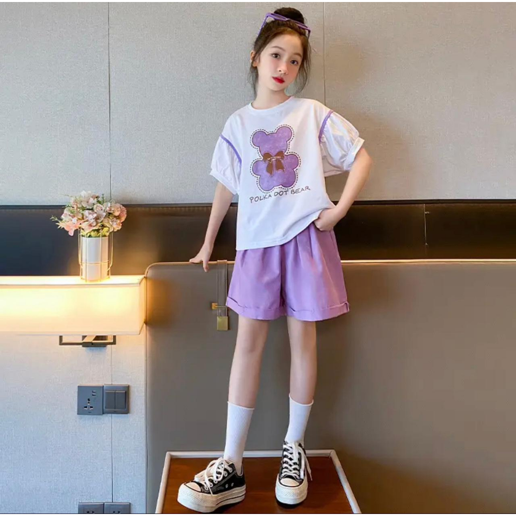 Baju anak perempuan Stelan Baju Anak panda Baju Anak Perempuan 1-5 Tahun Kaos Anak Stelan korea Baju Anak Cewek Terlaris 2023
