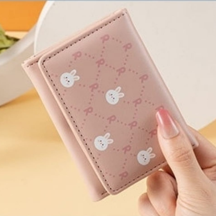 DOMPET LIPAT WANITA IMPORT MINI REMAJA CEWEK KEKINIAN PINK LUCU MOTIF KELINCI KULIT TORINA WA730P3 KECIL PREMIUM KOREA PENDEK SLOT KARTU KOIN MURAH BATAM BRANDED FASHION SIMPLE