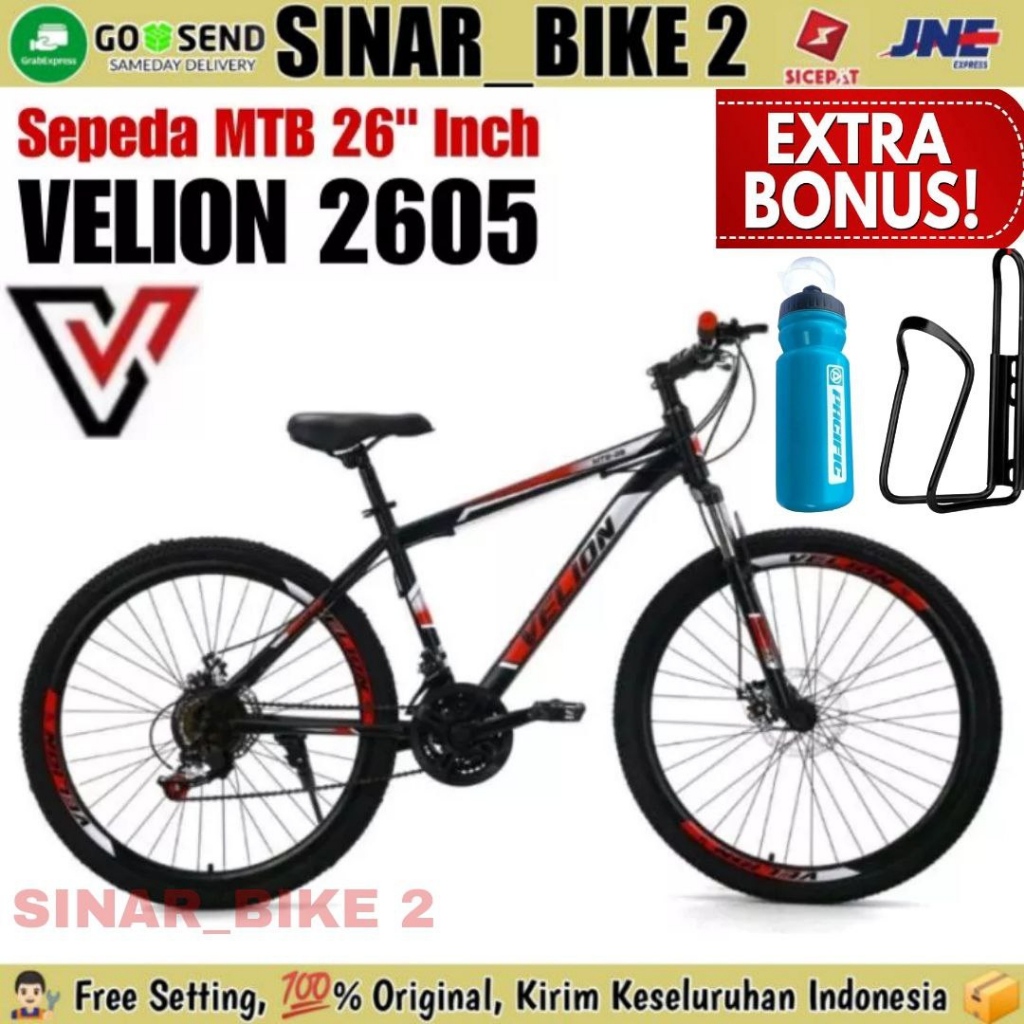 Sepeda Gunung MTB VELION 2605 Ukuram 26 Inch 21 Speed Rem Cakram Dewasa