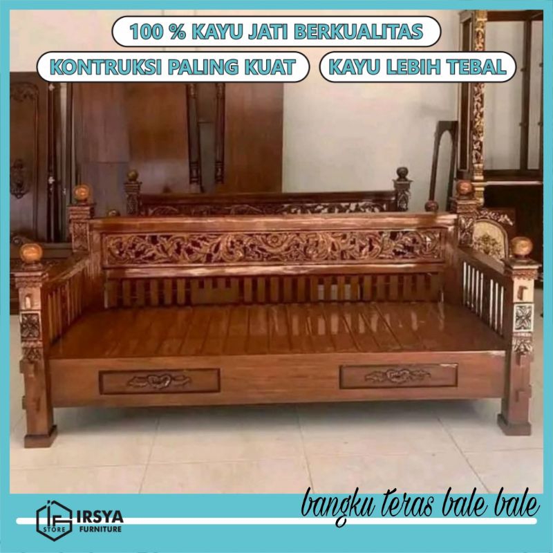 Bangku Bale Bale Kayu Jati - Bale Ukir Jati Jepara