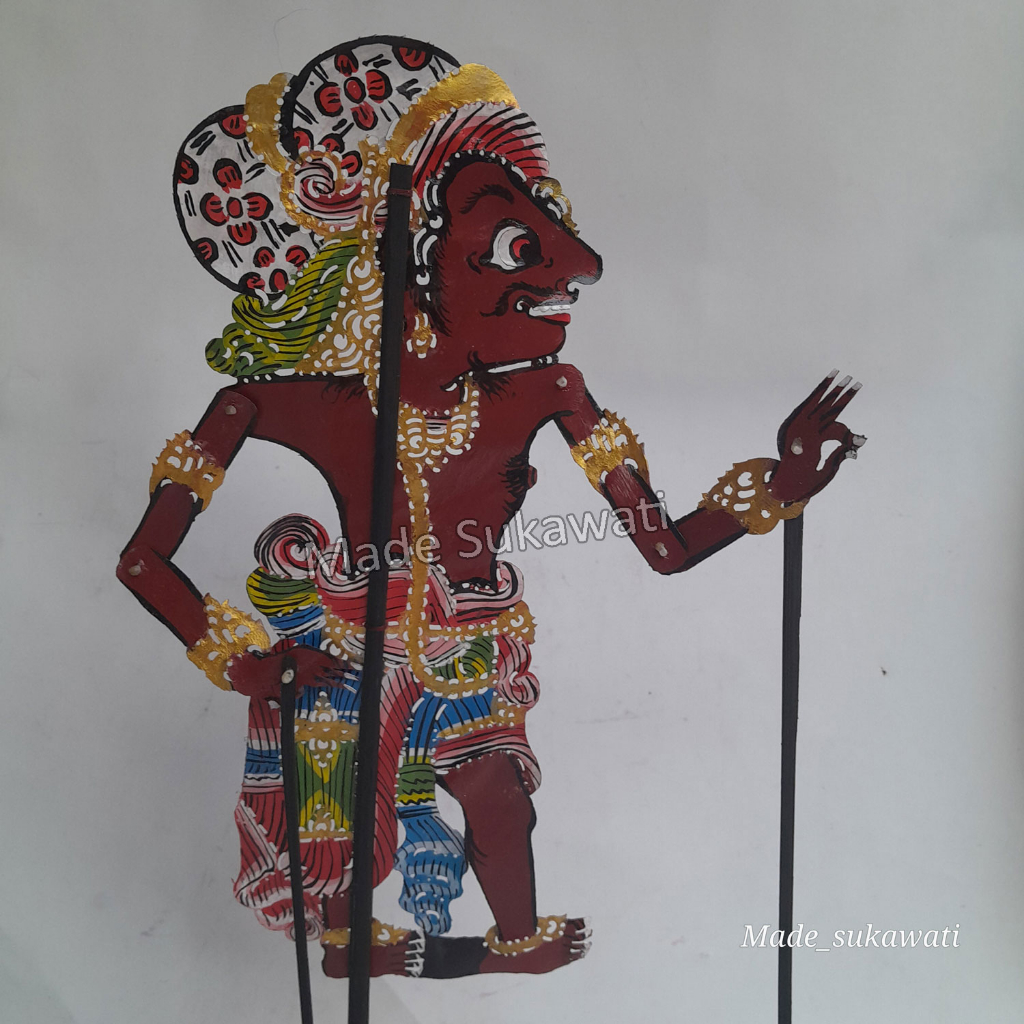 Kerajinan wayang kulit Bali Dursasana hiasan ukiran tangan Handmade