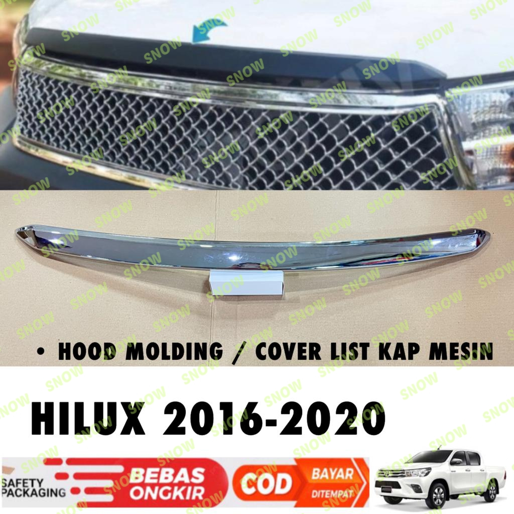 List Kap Mesin Mobil All New Hilux 2016 2018 2020 Hood Molding Hitam Chrome