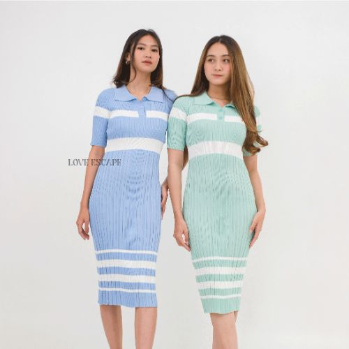 LOVE ESCAPE Dress Casual Wanita/Terusan Rajut/Dress Rajut Wanita/Dress Pendek Rajut/Dress Pendek Wan