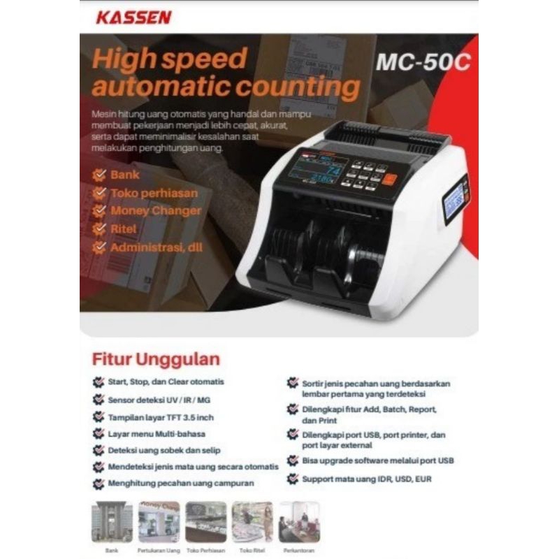 Mesin hitung uang campur Kassen MC 50C garansi 1 tahun