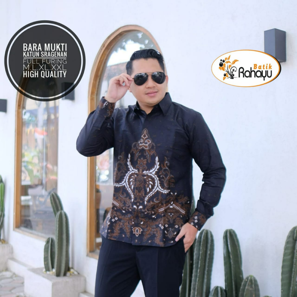 BARA MUKTI RAHAYU BATIKSOLOAMANAH KEMEJA BATIK PRIA LENGAN PANJANG PENDEK LAPIS FURING PREMIUM KATUN HALUS BABON ANGKREM PARI MOCCA WAHYU TUMURUN TUMURUN KLASIK PRASTOWO FLORIST PERWIRA BIRU PEKSI NAVY SELING PRAJA ABSTRAK KAMANDANU BLUE ANJANI JAYANEGARA