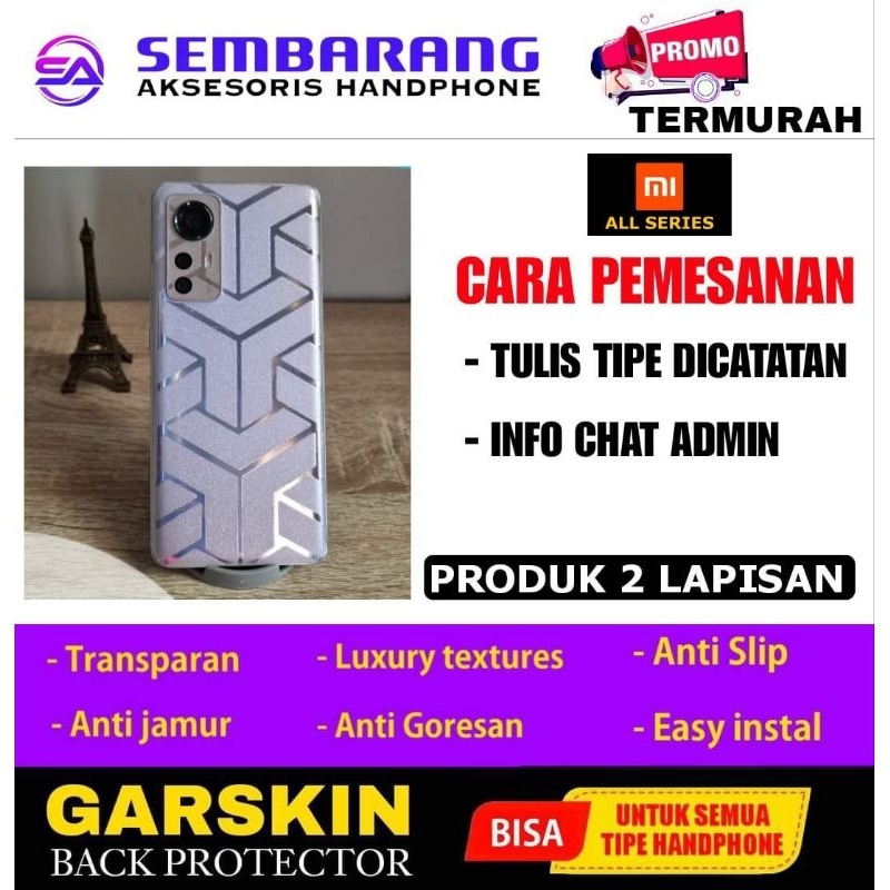 Garskin back Protector Transparan | Anti Gores | Anti Jamur Hydrogel belakang Xiaomi  MiA1|MiA2 Lite