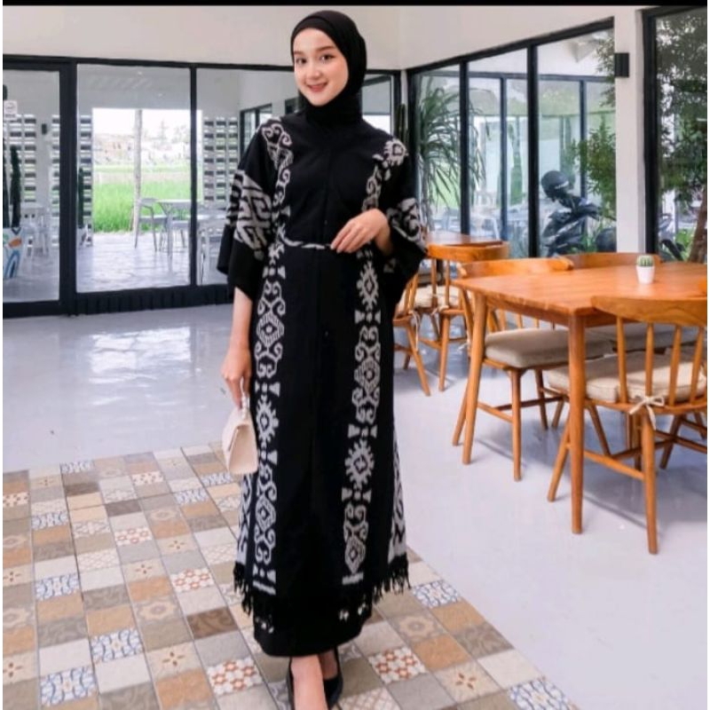 kaftan kondangan Batik set Couple kekinian kaftan batik lebaran kaftan putih hitam abu abu