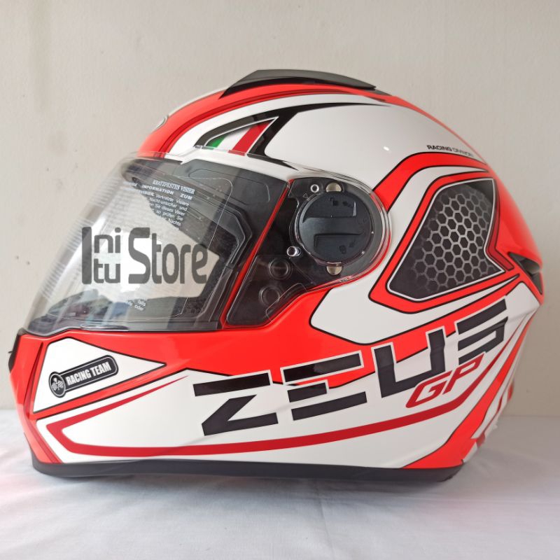 Helm Zeus ZS811 Neon Orange AL3 Red Full Face Free Dark Visor ZS 811
