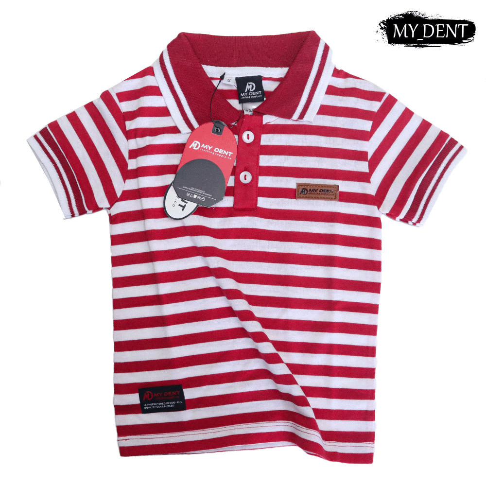 Baju Kaos Distro Anak Laki Laki Umur 1-7 Tahun Bahan Cotton - Strip / Salur black - mydent