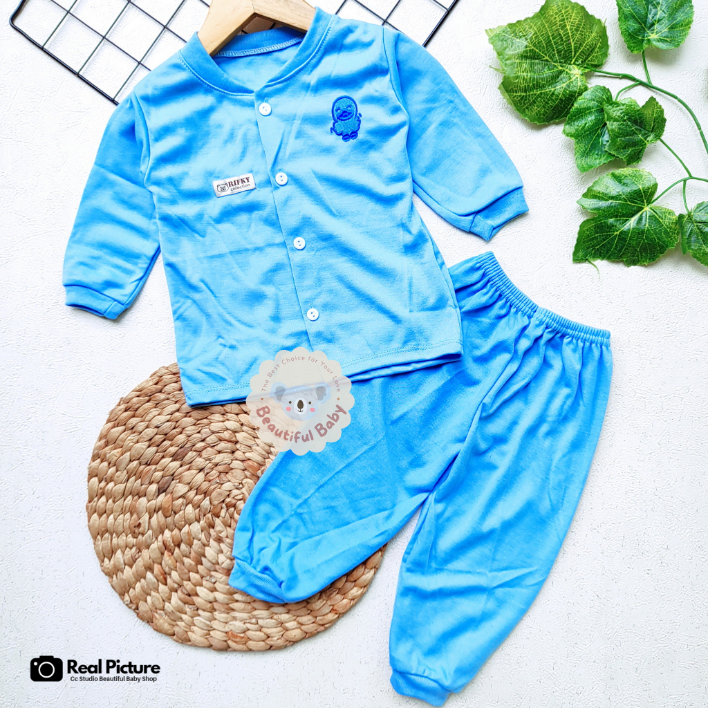 Setelan PIyama Baju Bayi Usia 3-12 Bulan Motif Bordir Pinguin / Baju Tidur Bayi Laki-laki &amp; Perempuan Lengan Panjang Celana Panjang / Baby.ou