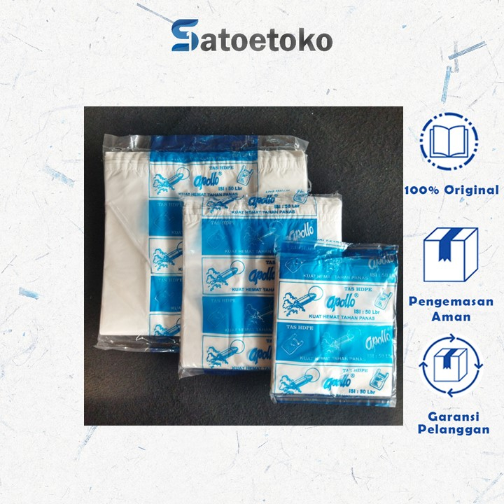 Tas Kresek // Plastik Apollo Ukuran Besar / Sedang / Kecil - Warna Putih / Hitam