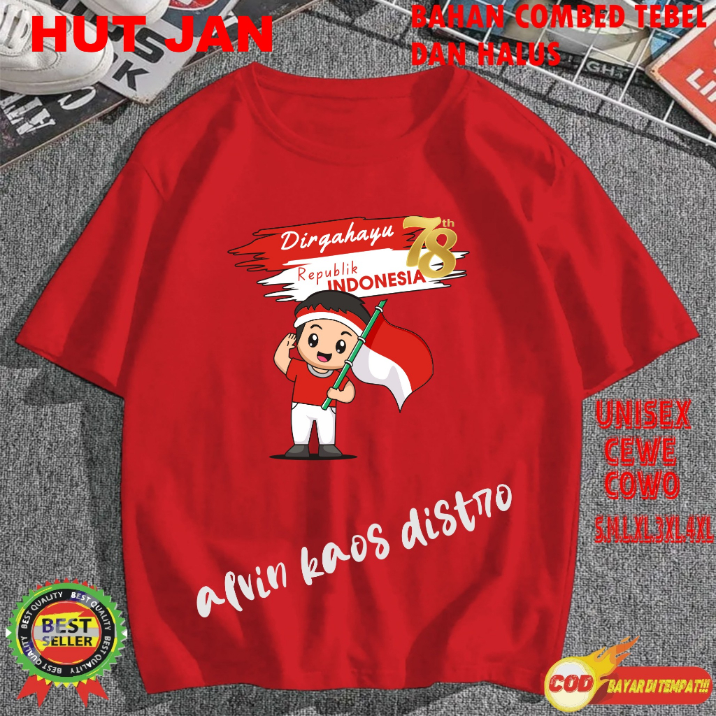 Beli 10 Pc Gratis 1 Pc Hut Jan Panjang RI 78 Kaos Terlaris 17 Agustus 1945 78 Kemerdekaan Indonesia Kaos Merah Putih Hitam Kaos Cewek Cowok X6