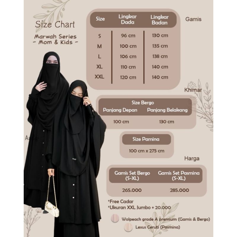 MARWAH SET (set bergo) BY AZDA, DRESS SYARI