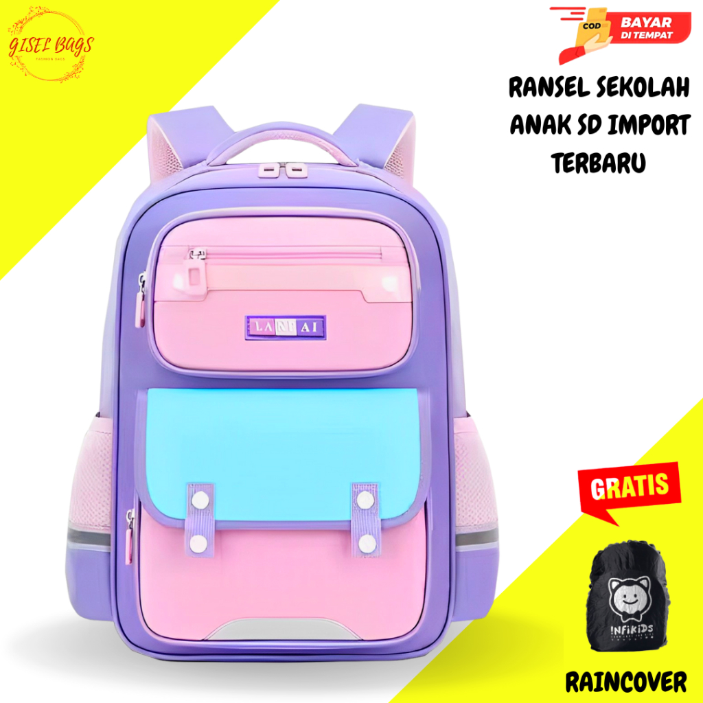 Tas Ransel Sekolah Anak Perempuan Tas Sekolah Anak Anti Air Model Korea Import Tebal by: Gisel Bags