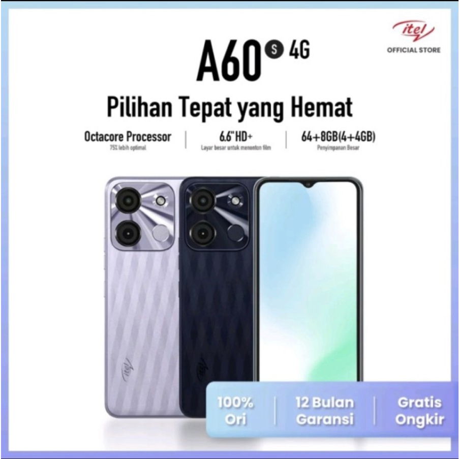 Itel A60S 4/64 Ram 4GB Internal 64GB Garansi Resmi