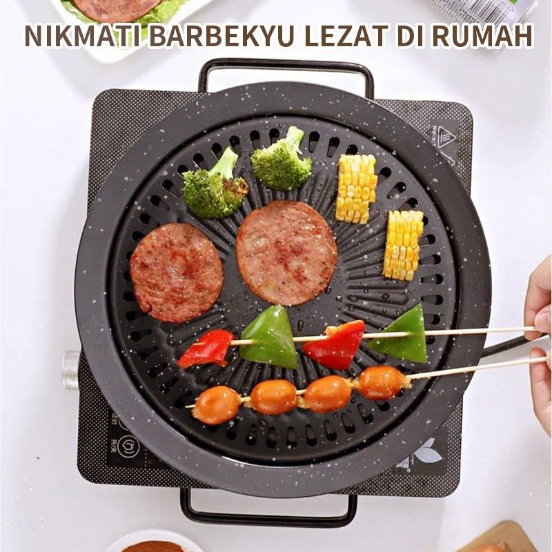 Alat Panggangan BBQ Grill Bulat 32cm Anti Lengket / Alat Pemanggang Bulat Korean BBQ