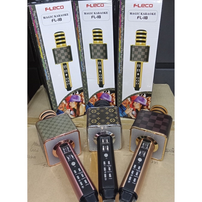 GROSIR MICROPHONE BLUETOOTH MUSIC KARAOKE FLECO SD-18 ADA SUARA TEPUK TANGAN NYA BY SMOLL