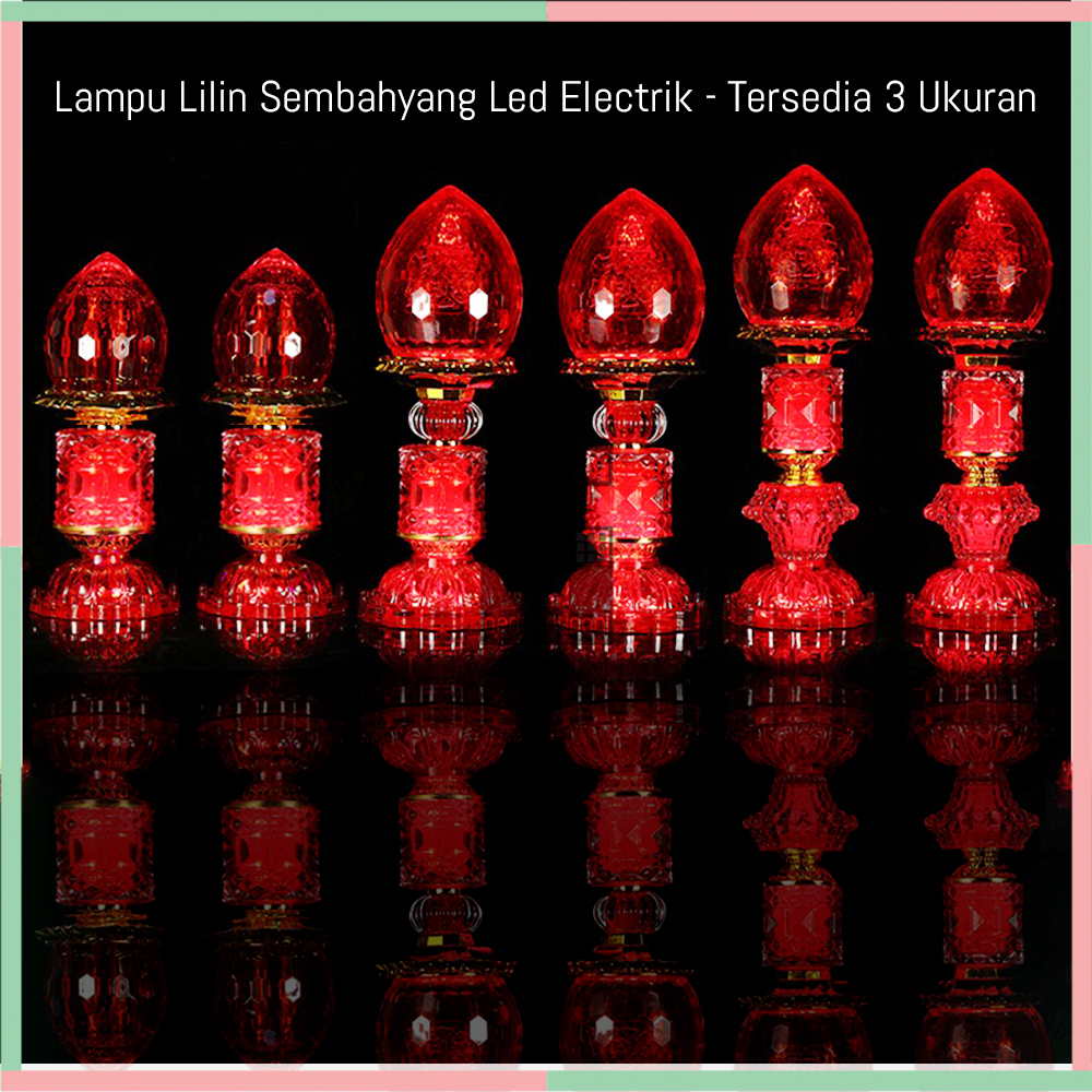 Lilin Bola Lampu Bohlam Led Cabe Lombok Merah Meja Altar Pelengkapan Sembahyang Sembayang Doa Baterai Batre Batrai Batrei Hemat Tenaga Energi Listrik Elektrik Electric Cas Chas USB Charge Charger Power Bank Puja Suci Buddha Budha 1 Set  Pasang 2pcs Murah