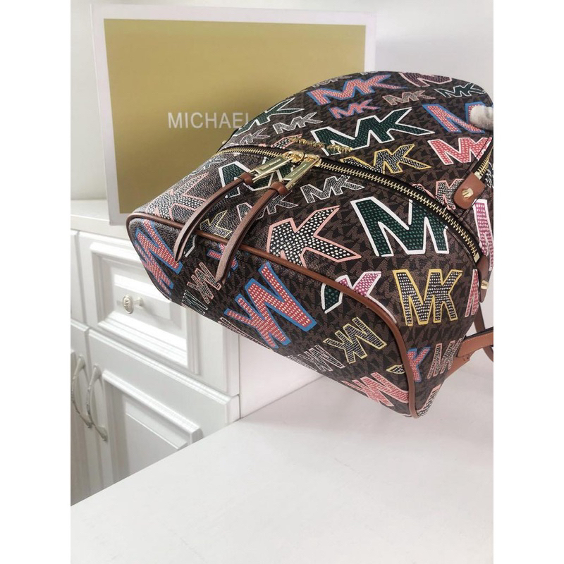 M-K 019 New Backpack Old Flower Color Block Beibao