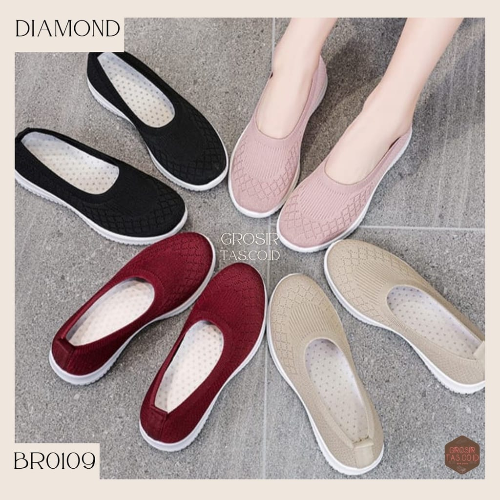 LYT FREE BOX Sepatu Slip On Wanita Sepatu Rajut Wanita Fashion LV0109